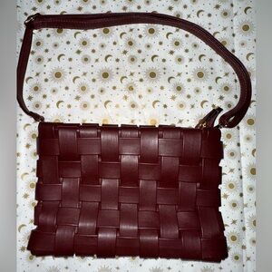 Anthropologie Woven Vegan Leather Shoulder Bag